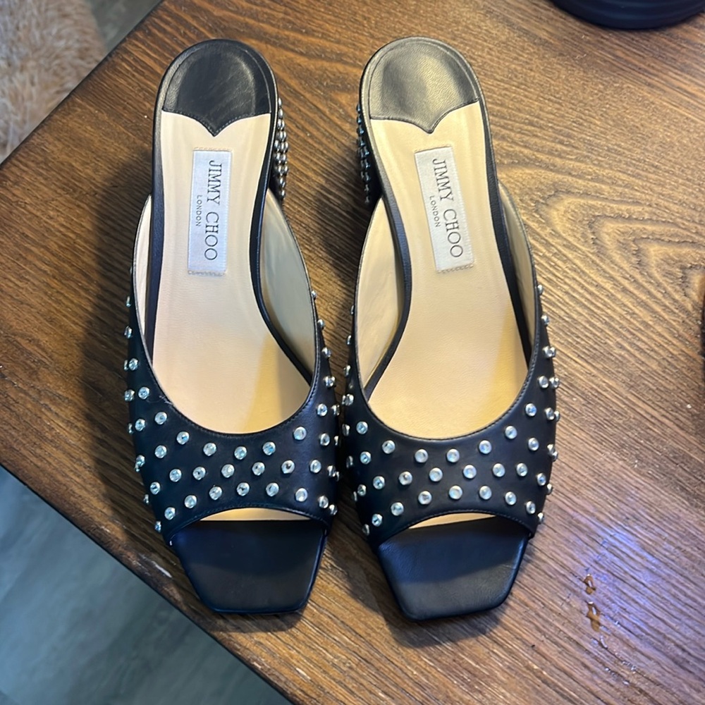 Jimmy Choo Jynx 45 Crystal-embellished Leather Mules In Black